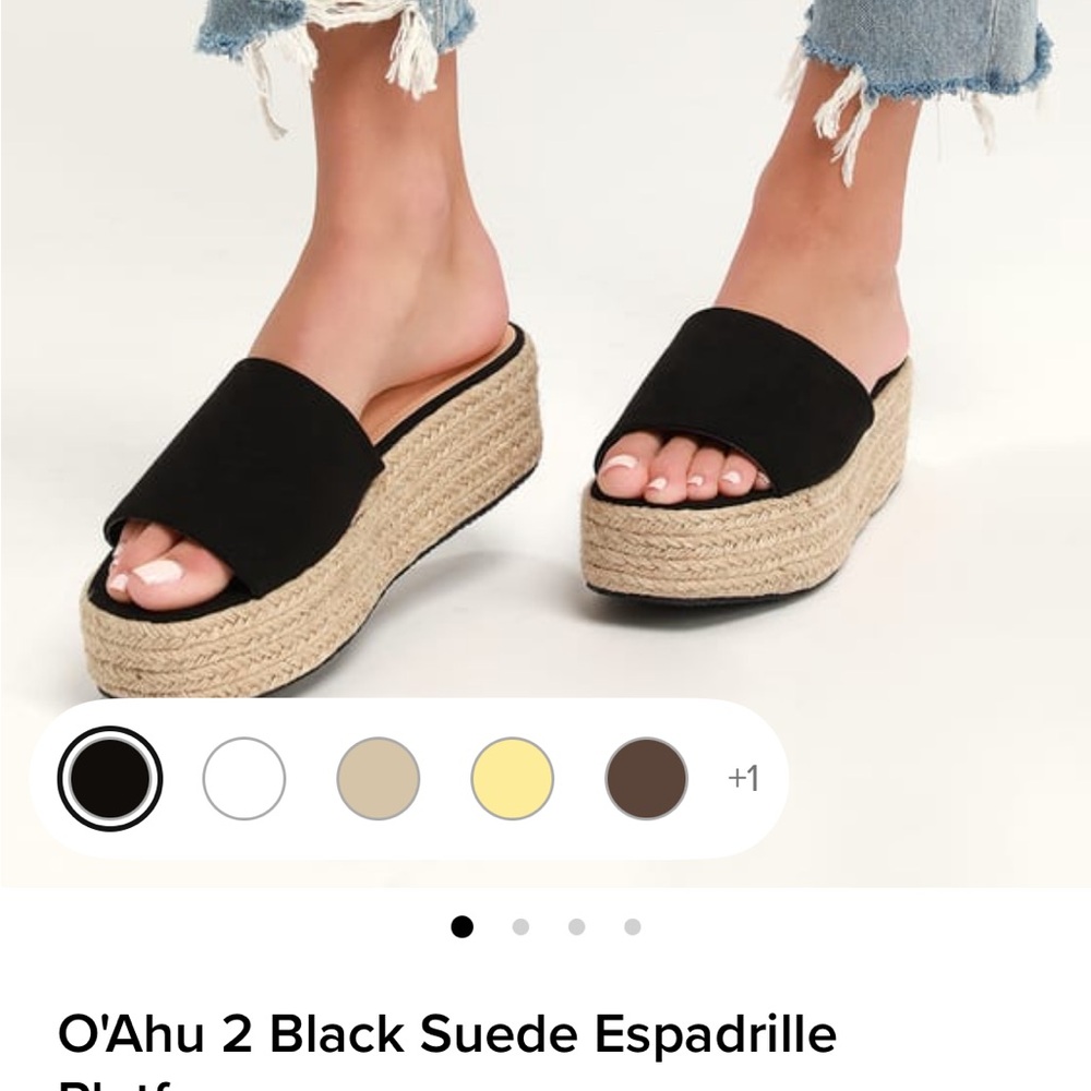 Lulus Oahu Black Suede Espadrille Platform Sandals